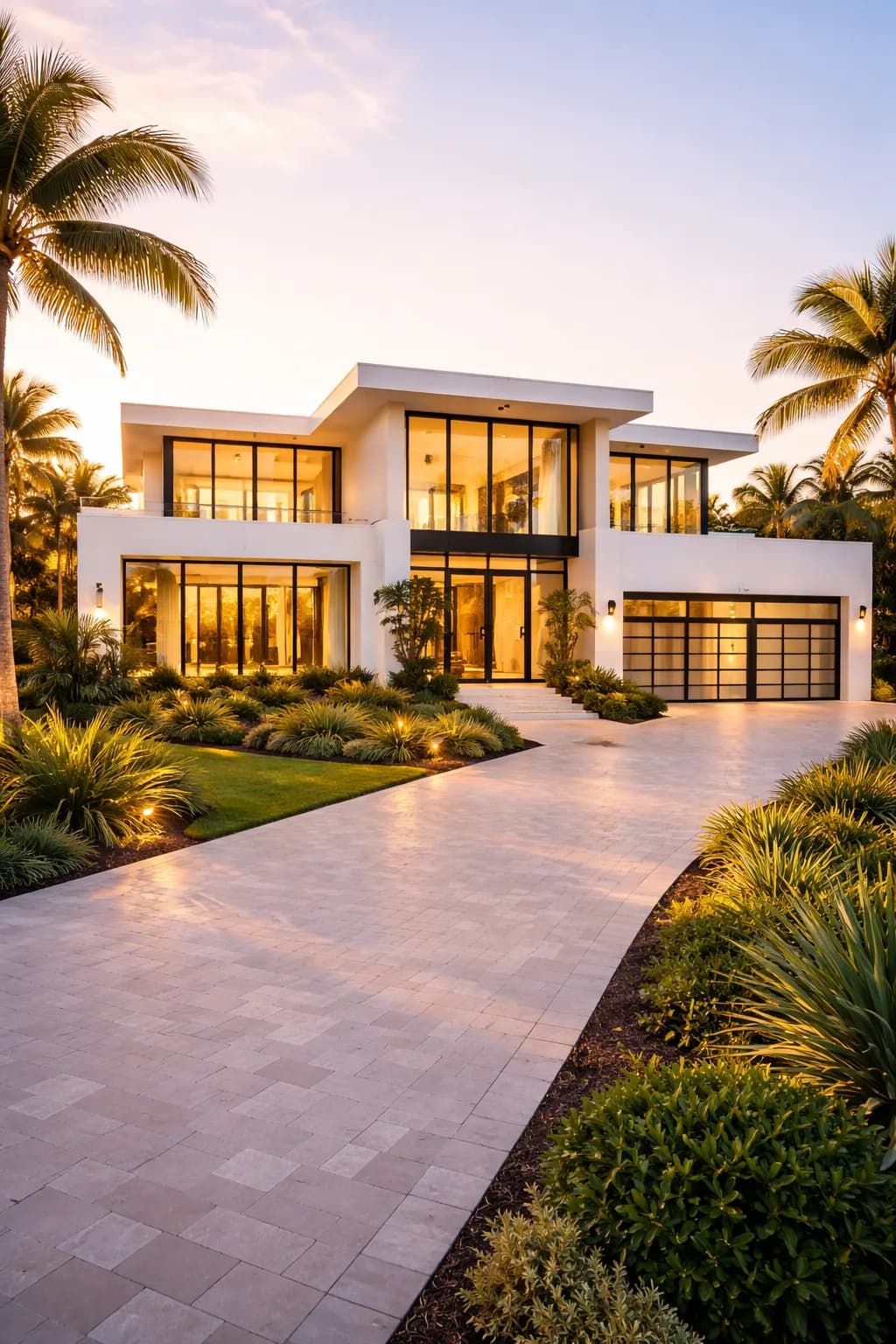 Modern architecture at sunrise